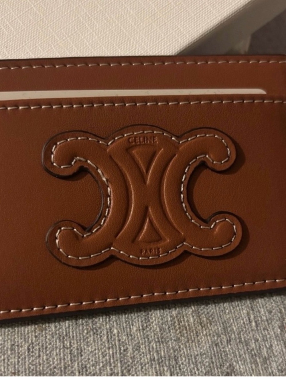 Celine Unisex  Brown cowhide  Leather Card Holder